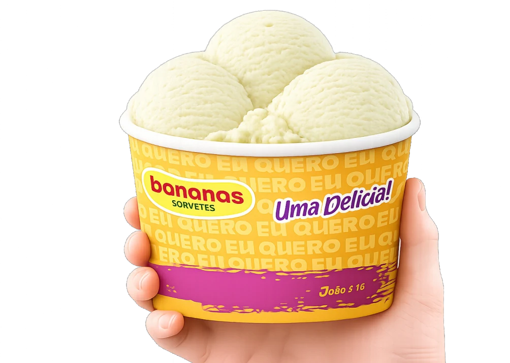 Sorvete Banana’s servido em um pote